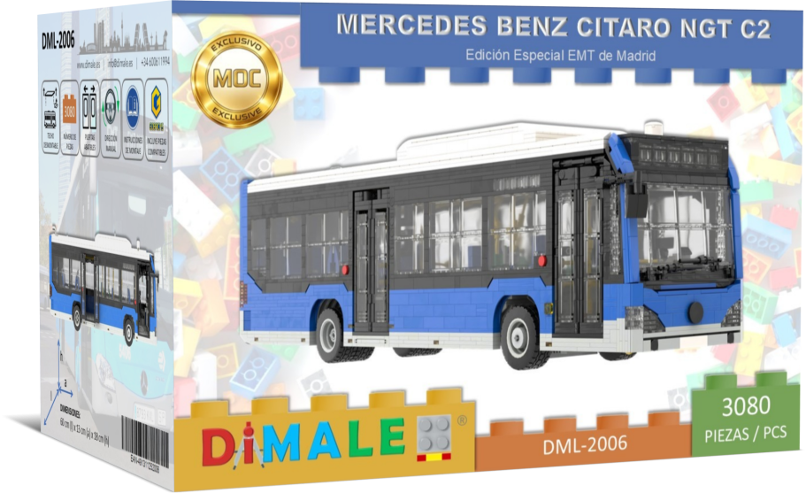 Maqueta de autobús Mercedes Benz Citaro en colores azul y negro. Marca Dimale.