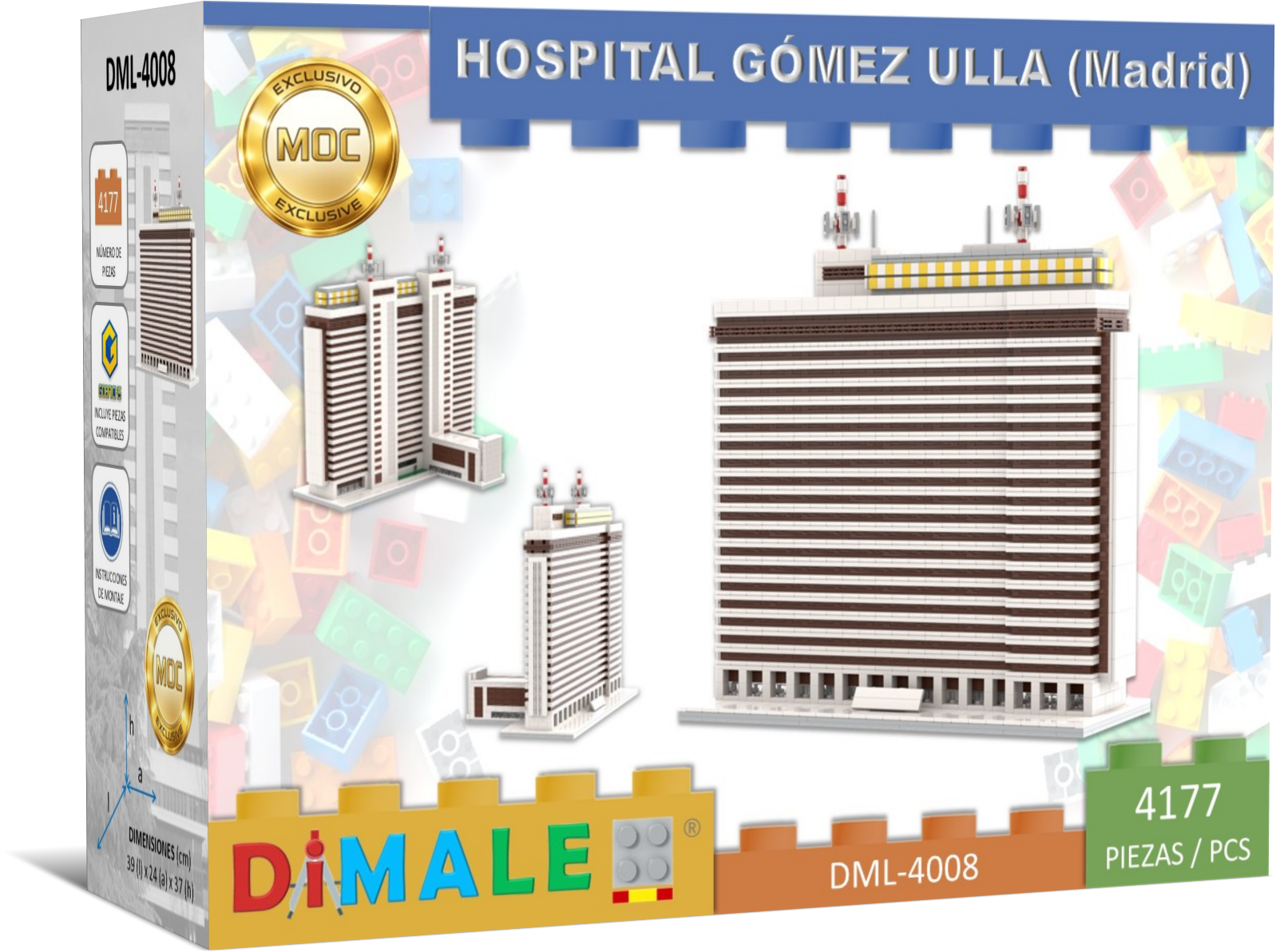 Hospital Gómez Ulla Madrid juego construcción Lego MOC Modelo de construcción del Hospital Gómez Ulla en Madrid. Incluye edificios y detalles arquitectónicos.