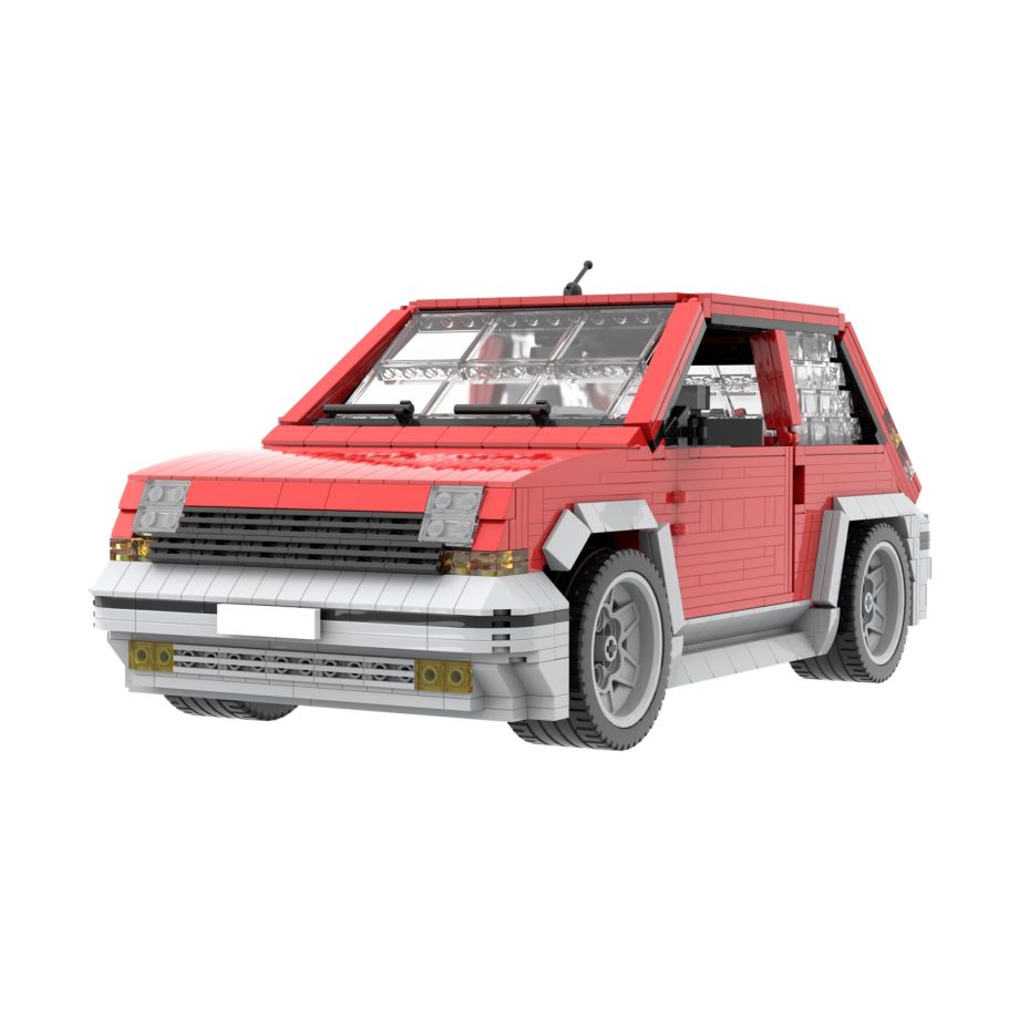 Coches Deportivos Coche de juguete rojo con detalles en gris y faros frontales.
