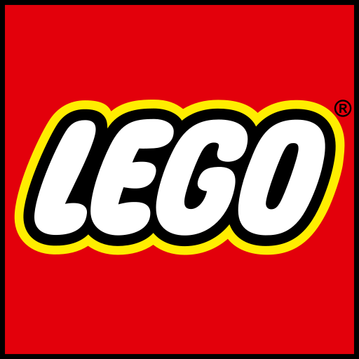 Piezas originales marca LEGO® Logotipo de LEGO en color amarillo y blanco sobre fondo rojo.