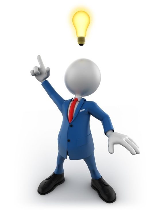 La idea principal para crear tu MOC Figura de un hombre de negocios con una bombilla encendida sobre su cabeza.