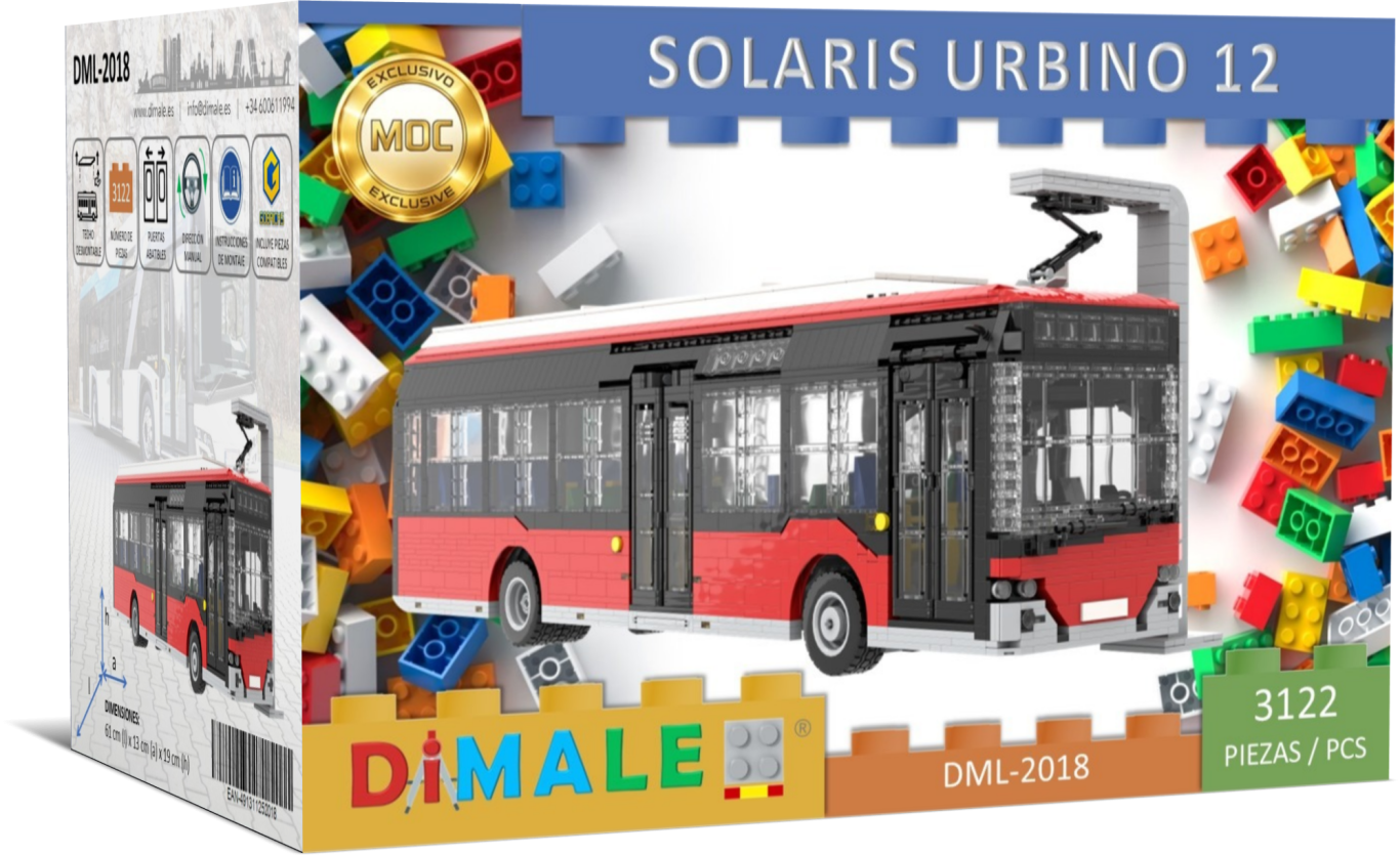 Maqueta de autobús Solaris Urbino 12 con bloques de construcción. 1033 piezas.