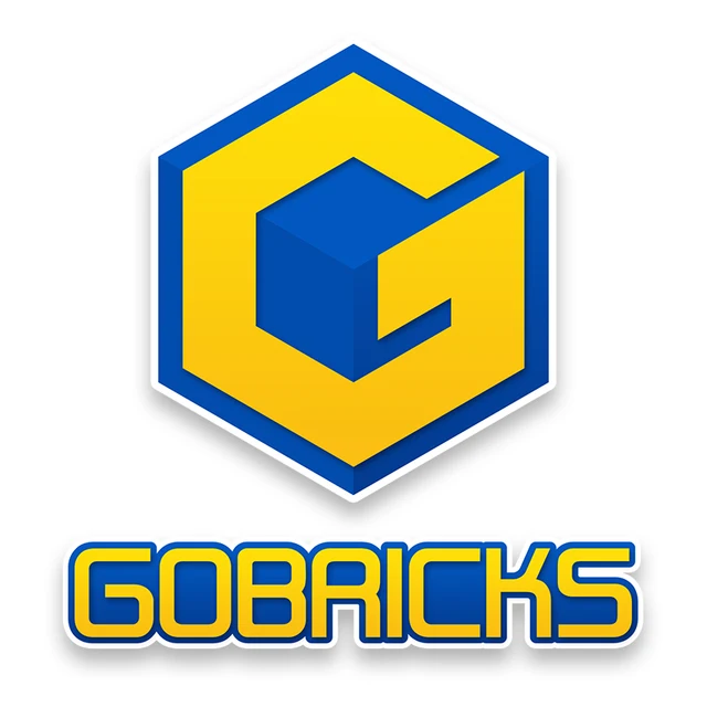 Piezas compatibles GOBRICKS Logotipo de GoBricks, un hexágono amarillo y azul con una letra "G" estilizada.