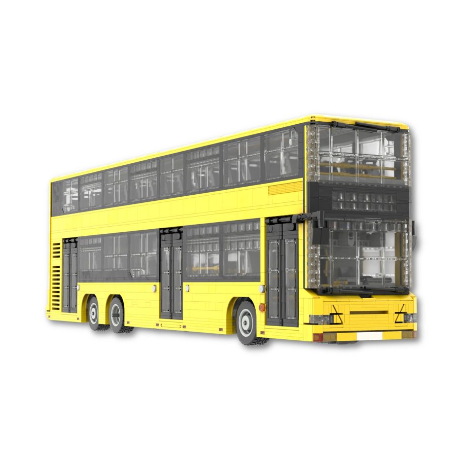 Autobuses Doble Piso Autobús de dos pisos color amarillo con diseño moderno.