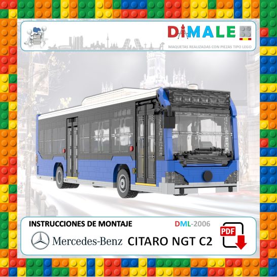 Instrucciones de montaje de un autobús Mercedes-Benz Citaro NGT C2 en estilo LEGO.